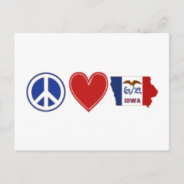 Postal Peace Love Iowa Map Shaped State Flag Red Heart