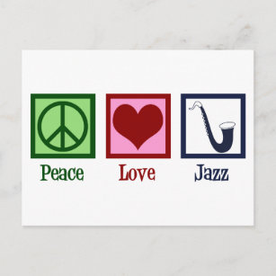 Postal Peace Love Jazz Music Saxophone