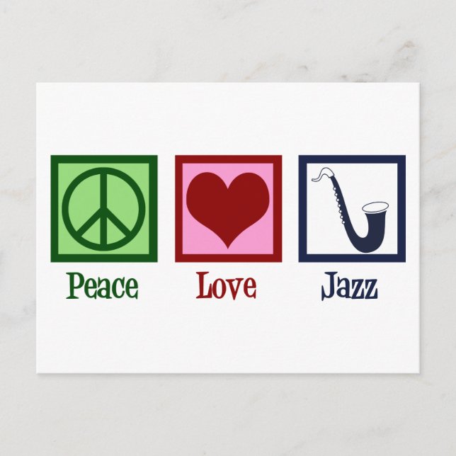Postal Peace Love Jazz Music Saxophone (Anverso)
