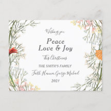 Peace Love Joy Family Merry Christmas Postcard