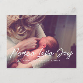 Postal Peace Love Joy foto moderna de vacaciones