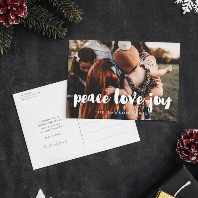 Postal Peace Love Joy Modern vacaciones familiares foto (Subido por el creador)