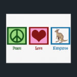 Postal Peace Love Kangaroo<br><div class="desc">Un signo de paz,  corazón y un canguro lindo. Me encantan los regalos animales australianos de bonito. La Paz Ama A Los Kangaroos.</div>