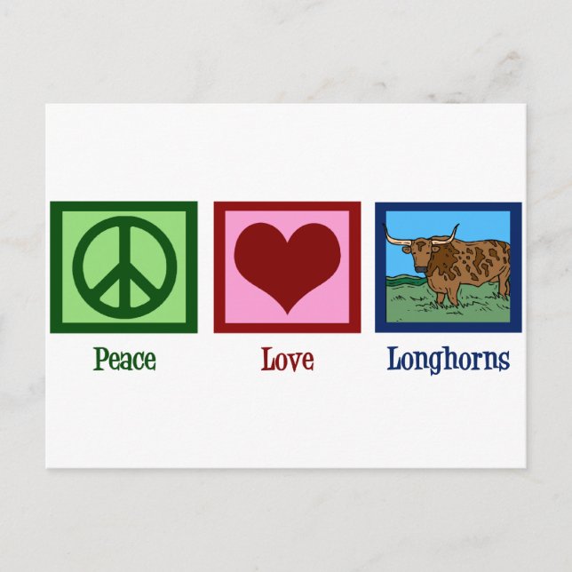 Postal Peace Love Longhorns (Anverso)