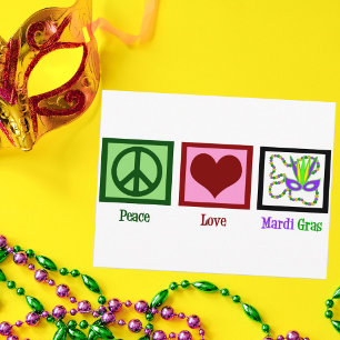 Postal Peace Love Mardi Gras