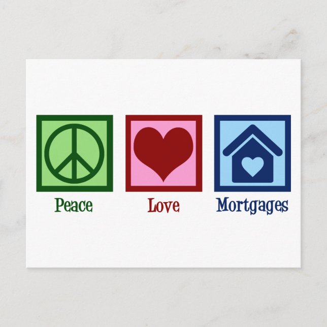 Postal Peace Love Mortgages Cute Mortgage Company Lender (Anverso)
