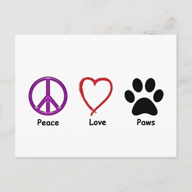 Postal Peace Love Paws (Anverso)