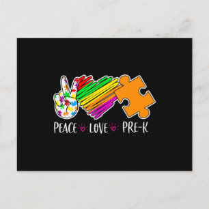 Postal Peace Love Pre-K Autism Awareness - 100 days smart