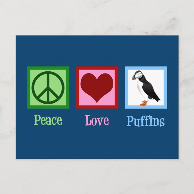 Postal Peace Love Puffins (Anverso)