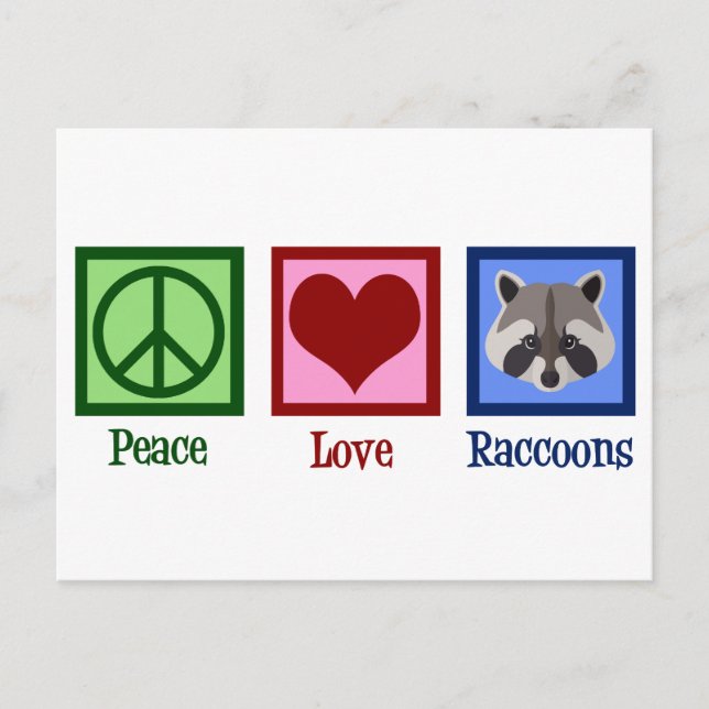 Postal Peace Love Raccoons (Anverso)