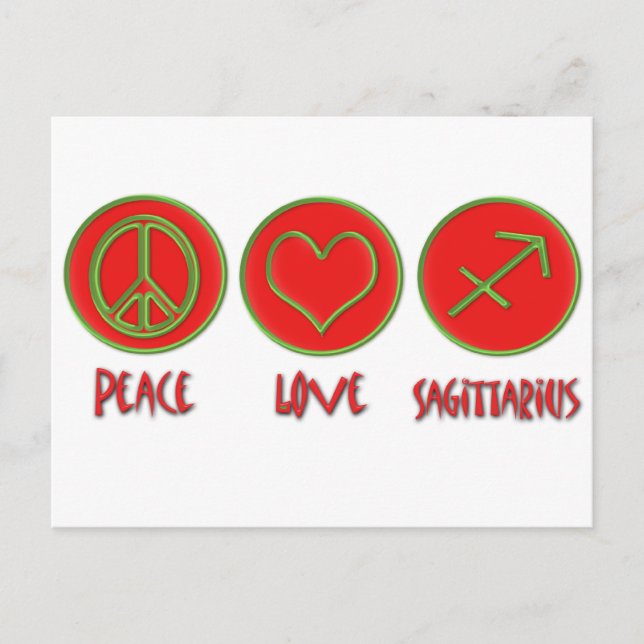 Postal Peace Love Sagittarius (Anverso)