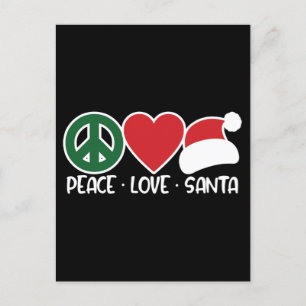 Postal Peace Love Santa, divertidos regalos de temporada