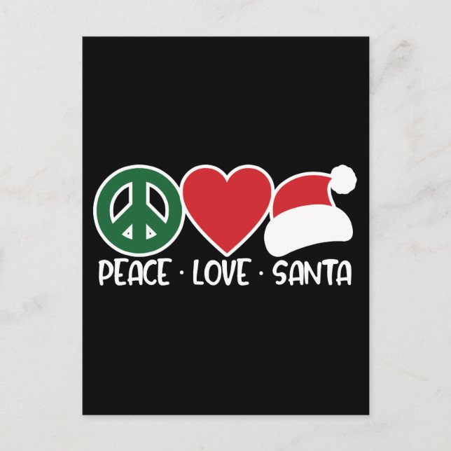 Postal Peace Love Santa, divertidos regalos de temporada  (Anverso)
