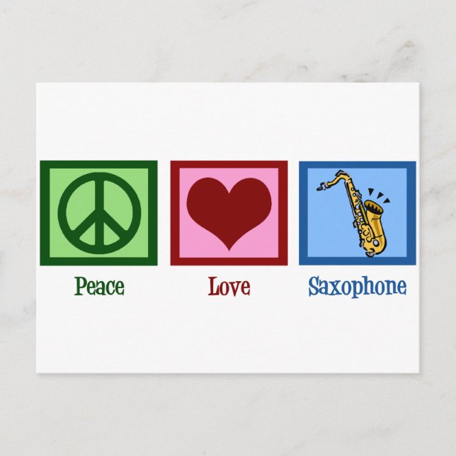 Postal Peace Love Saxophone (Anverso)