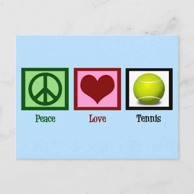 Postal Peace Love Tennis Cute Blue (Anverso)