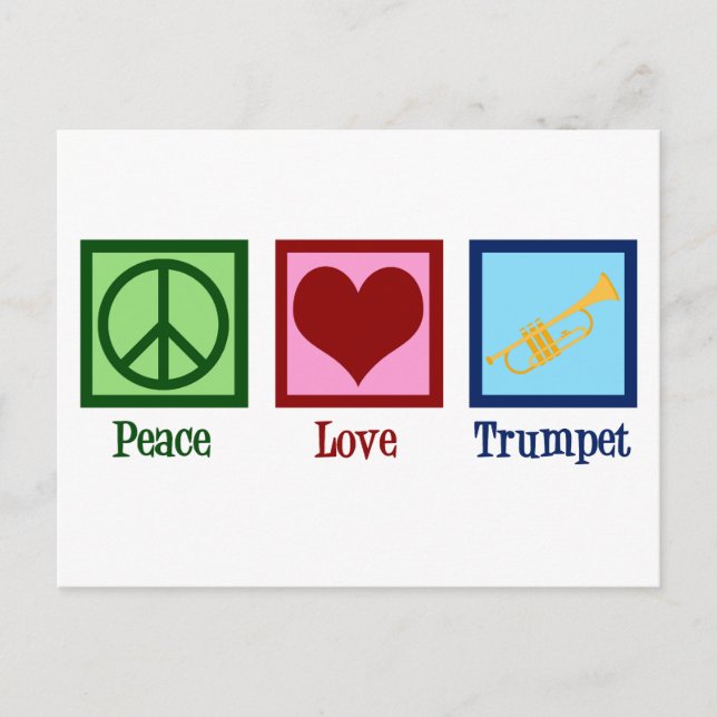 Postal Peace Love Trumpet Cute Band Navidades (Anverso)