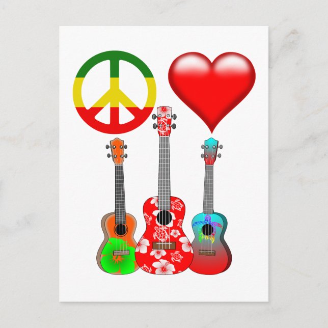 Postal Peace Love Ukuleles (Anverso)