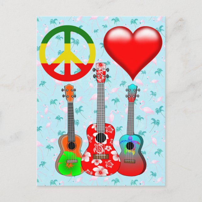 Postal Peace Love Ukuleles (Anverso)