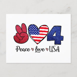 Postal Peace Love USA 4 de julio