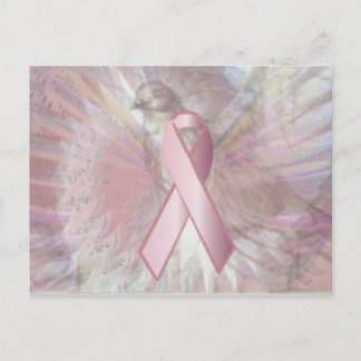 Postal Peace On Angelic Wings Pink Ribbon Post Card Card