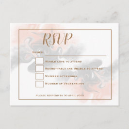Postal Peach and soft gris mármol/Tipografía de oro RSVP
