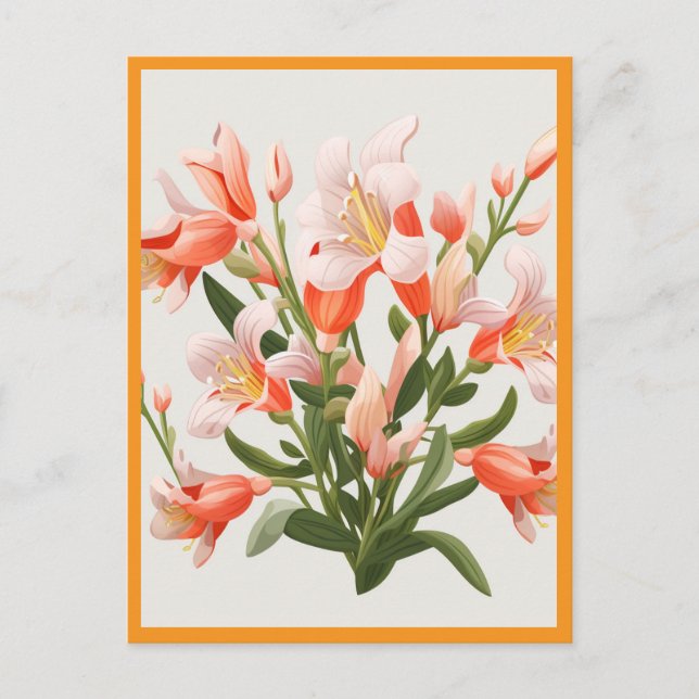 POSTAL PEACH COLORED FLOWERS #1 (Anverso)