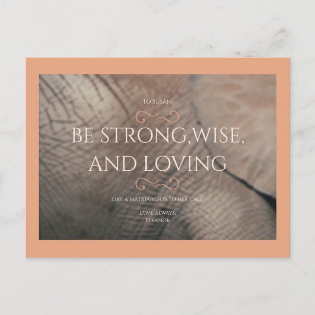 Postal Peach Elephant Baby Shower (Anverso)