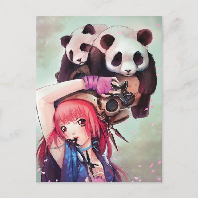 Postal Peach Ninja Pandas (Anverso)