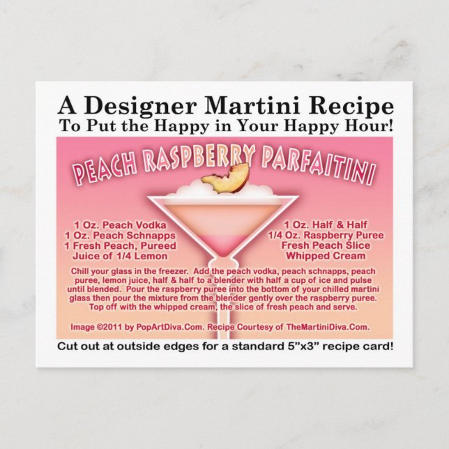 Postal Peach Raspberry Parfait Martini Postcard (Anverso)