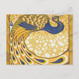 Postal Peacock Antiguo Vintage Coloroso