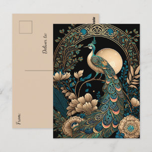 Postal Peacock Art Deco