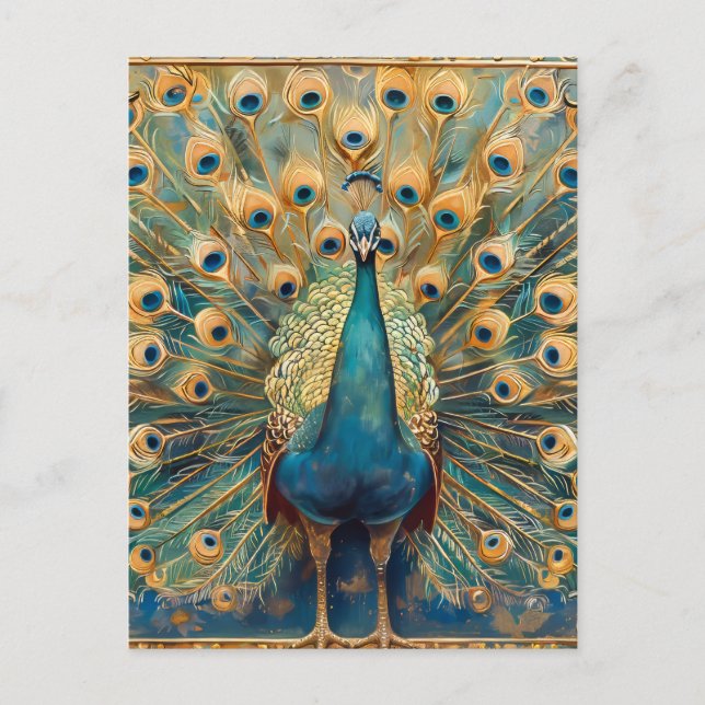 Postal Peacock Art Nouveau (Anverso)