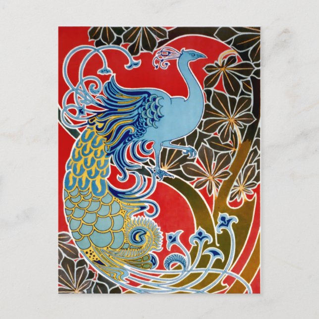 Postal Peacock Art Nouveau vintage de 1898 de Gisbert Com (Anverso)
