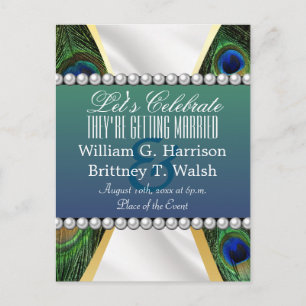 Postal Peacock con Drenaje de Plata Dorada