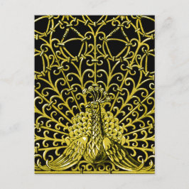 Postal Peacock de oro de Art Nouveau