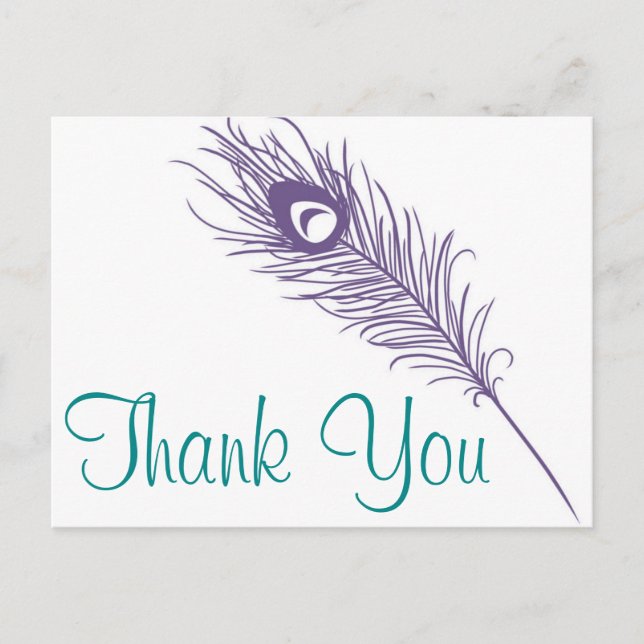 Postal Peacock Feather Gracias (Anverso)