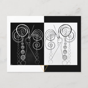 Postal Peacock Yin y Yang DUET ilustracion