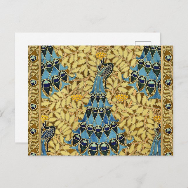 Postal Peacocks Birds Rowan Trees Art Nouveau (Anverso / Reverso)