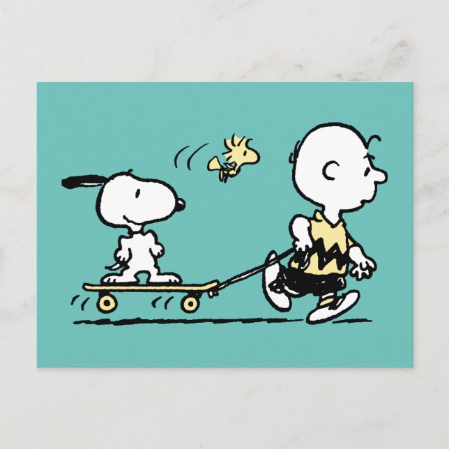 Postal PEANUTS | Alojamiento en patinaje para amigos (Anverso)