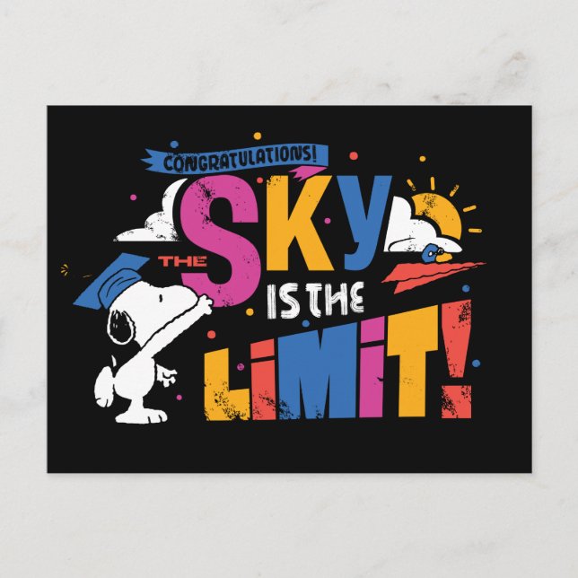Postal Peanuts Snoopy Sky Is The Limit Graduation (Anverso)