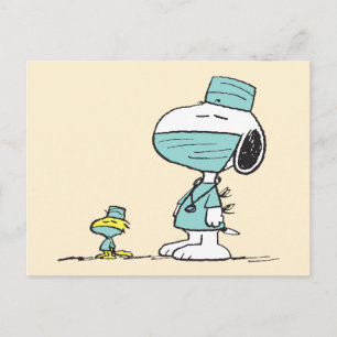 Postal Peanuts   Snoopy y Woodstock Doctores