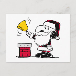 Postal Peanuts   Snoopy y Woodstock Santa Campanero
