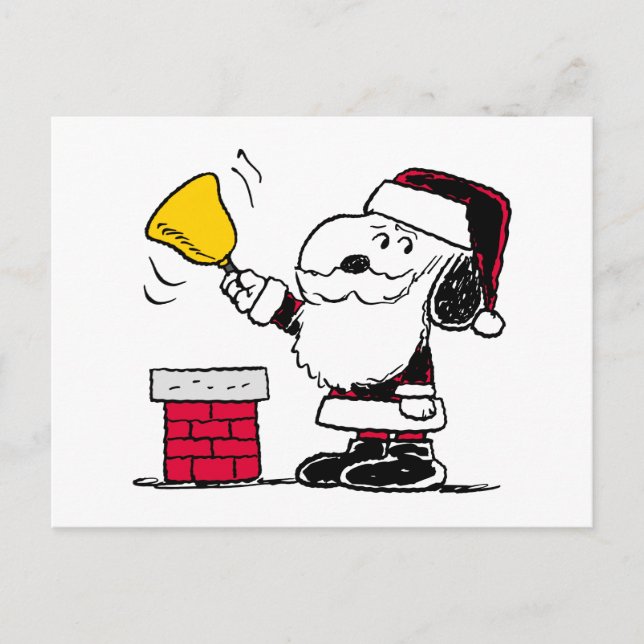 Postal Peanuts | Snoopy y Woodstock Santa Campanero (Anverso)