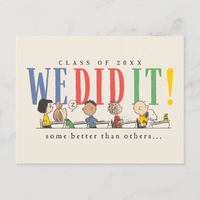 Postal Peanuts We Did It Graduation Funny Quote Snoopy (Anverso)