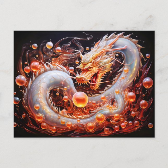 Postal Pearl of Wisdom Chinese Airbrush Dragon with Mysti (Anverso)
