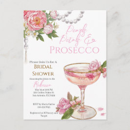 Postal Pearls, Petals & Prosecco Bridal Shower Invitation