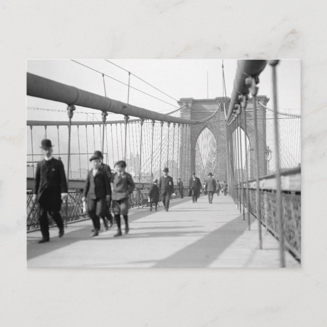 Postal Peatones puente de Brooklyn, 1909 (Anverso)