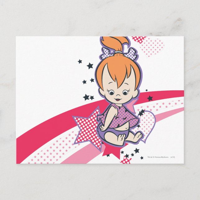 Postal PEBBLES™ sobre el arcoiris rosa (Anverso)