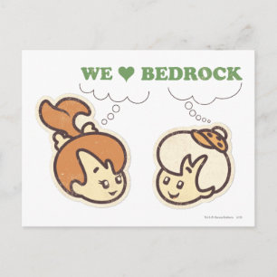 Postal PEBBLES™ y roca de fondo del amor del Bam Bam