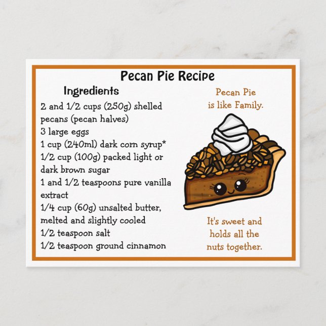 Postal Pecan Pie Recipe Card (Anverso)